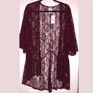 Maroon Lace Kimono
